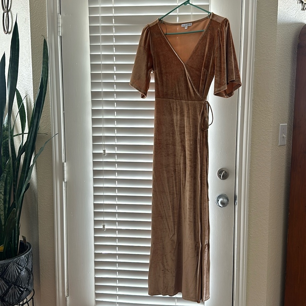 Baltic Born velvet wrap bridesmaid dress